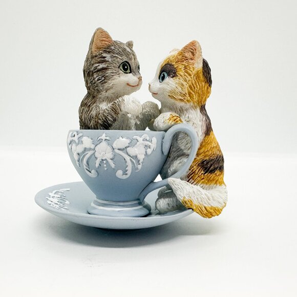 Hamilton Collection Purr-fectly Tea-lightful Cats Teacup Calico Tabby Wedgewood - Picture 1 of 6